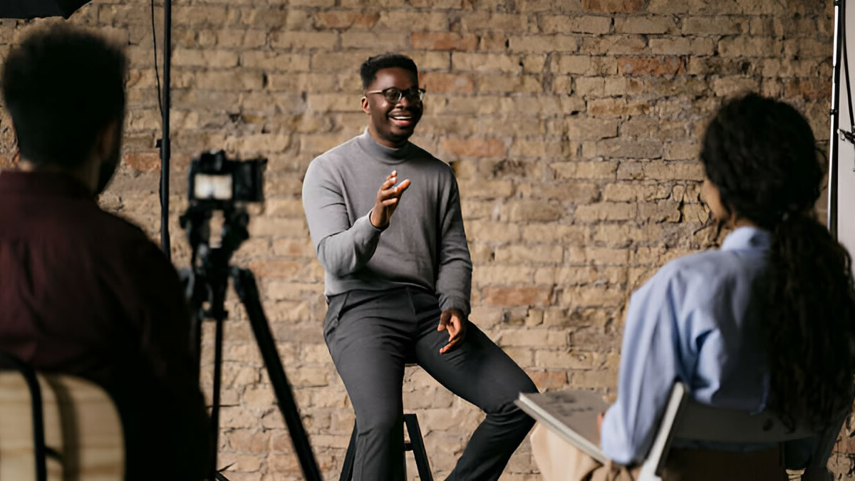 Film crew on set shooting commercial